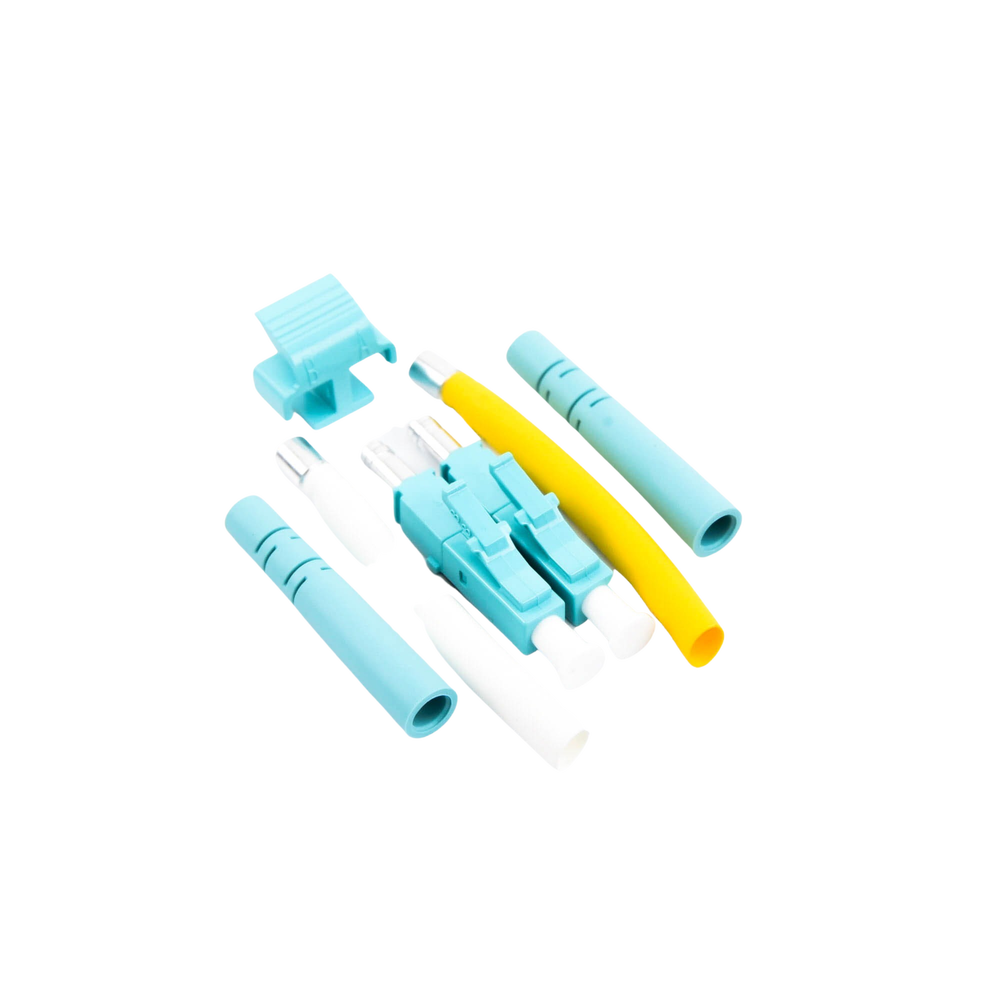 Conector de Fibra Óptica LC Duplex, Epoxico, Fibra Recubierta, Multimodo, Color Aqua (No pre-pulido) - Image 3