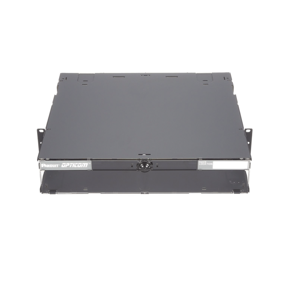 Panel de Distribuci?n de Fibra ?ptica, Acepta 8 Placas FAP o FMP, Bandeja Deslizable e Inclinable Hacia Abajo, Hasta 192 Fibras, Color Negro, 2UR