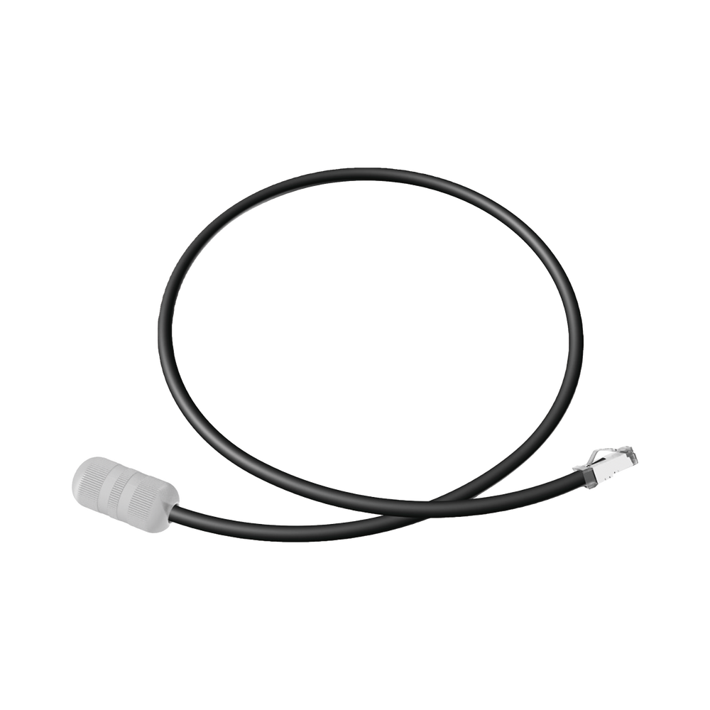 Cable de Conexión en Campo Jack a Plug RJ45 de Uso Exterior, Categoría 6A, Blindado (S/FTP), 1 Metro, Color Negro