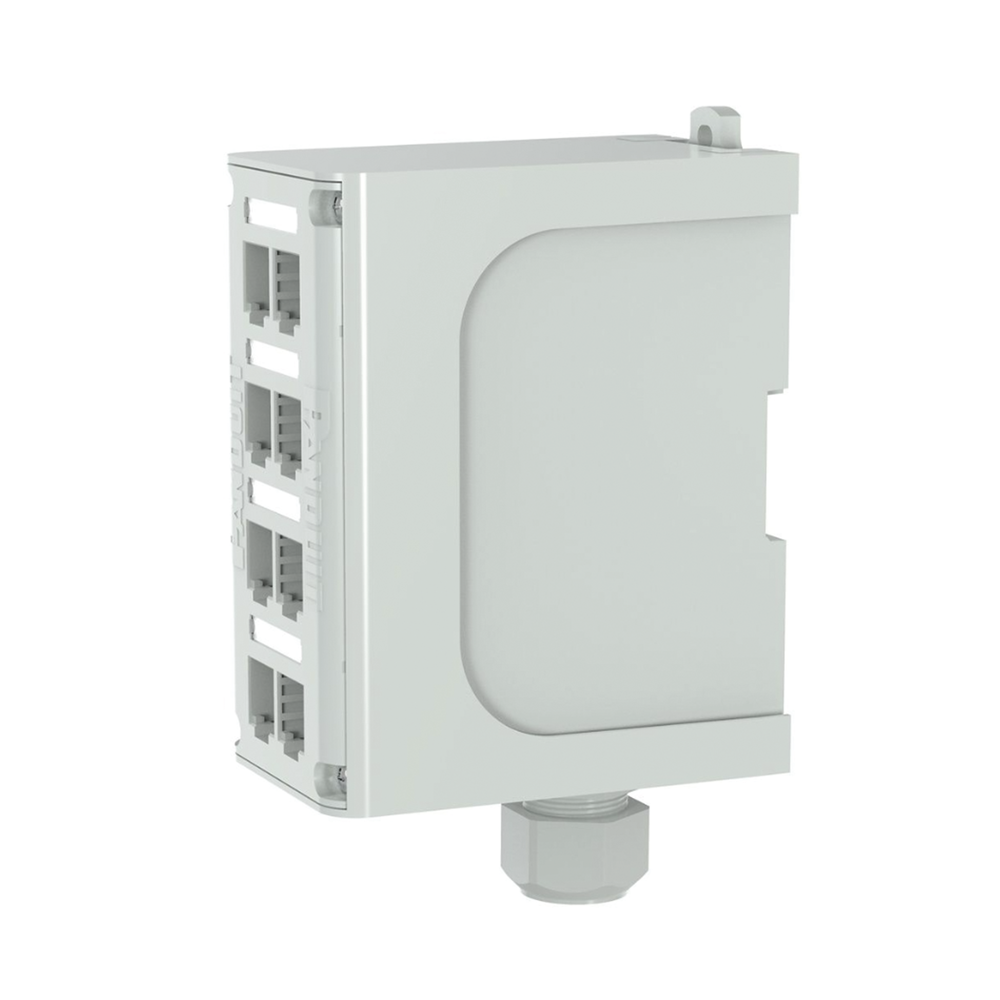 Panel de Parcheo Modular para Fibra Óptica, de Instalación en Riel DIN Estándar de 35mm, 8 Puertos Mini-Com, Color Gris - Image 4