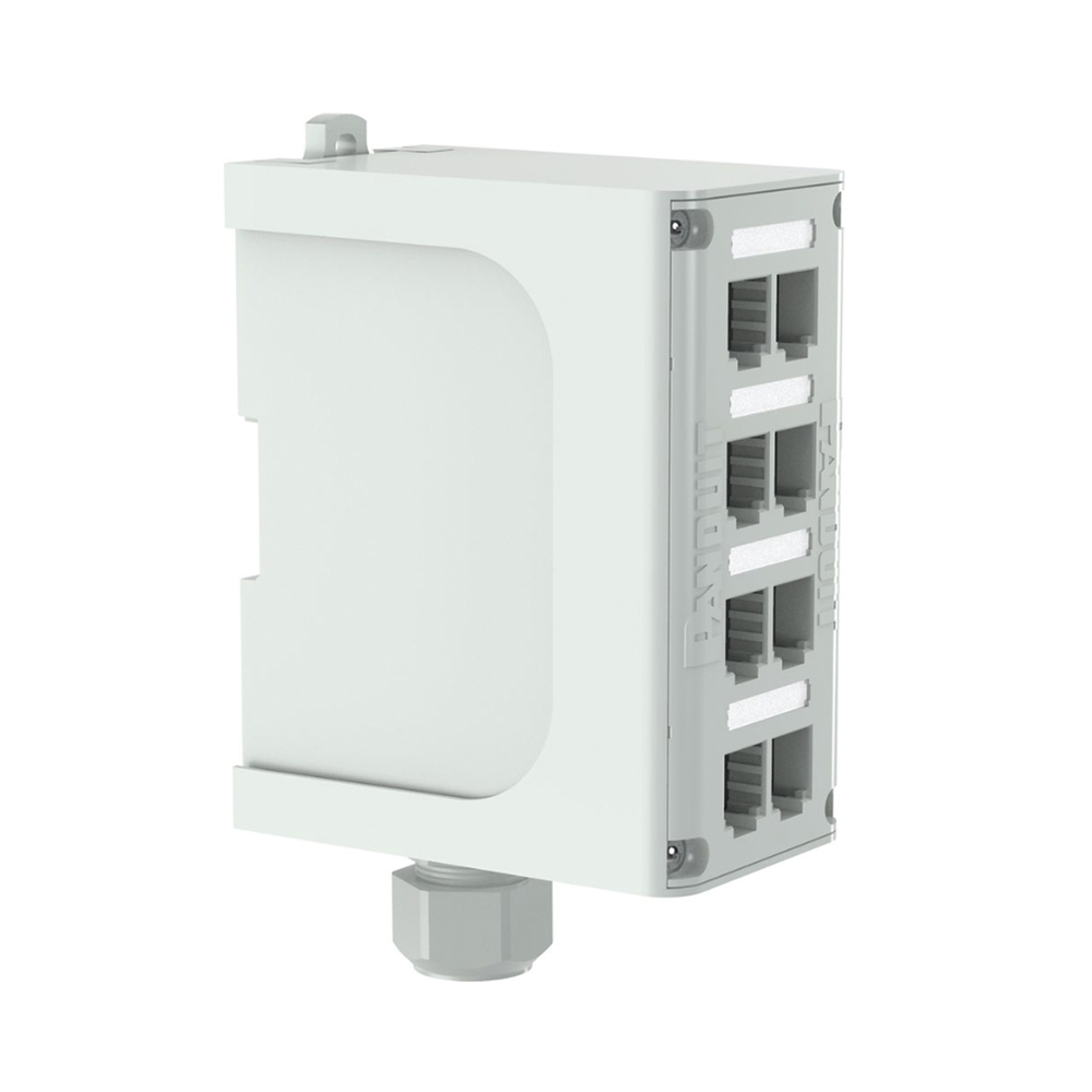 Panel de Parcheo Modular para Fibra Óptica, de Instalación en Riel DIN Estándar de 35mm, 8 Puertos Mini-Com, Color Gris - Image 3