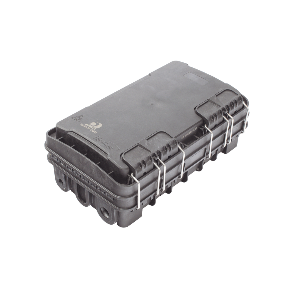 Caja de Distribución de Fibra Óptica para 24 Empalmes, con 8 acopladores SC/APC simplex, Exterior IP65, Color Negro