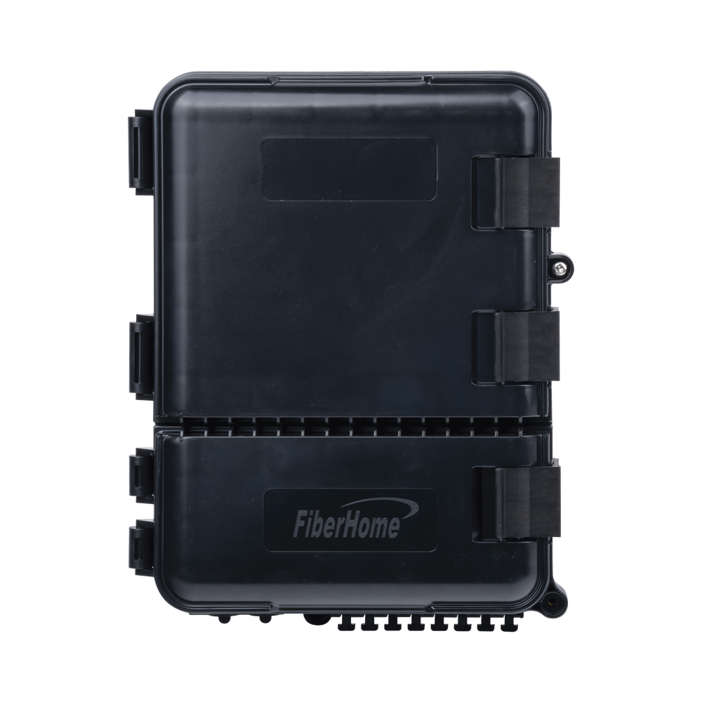 Caja de Distribuci?n de Fibra ?ptica para 24 Empalmes, con 8 Acopladores SC/APC Simplex, Exterior IP55, Color Negro