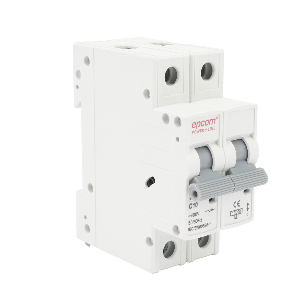 Protección Térmica/ Interruptor 2P, 10 A,  Corriente Alterna  400 Vca para Aplicación Fotovoltaica Montaje Riel DIN