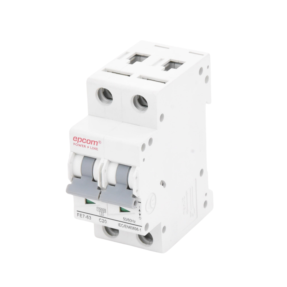 Protección Térmica 2P, 20A,  Corriente Alterna  400 Vca para Aplicación Fotovoltaica Montaje Riel DIN