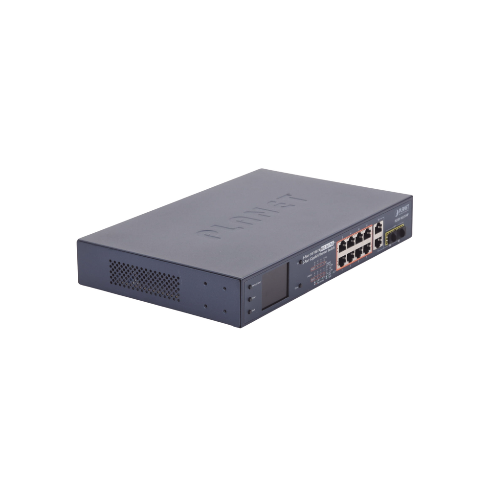 Switch PoE+ / Distancia 250 Metros / 8 Puertos + 2 Combo TP/SFP Gigabit y Pantalla LCD Para Monitoreo - Image 3