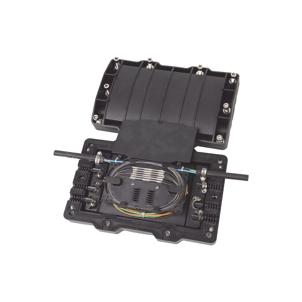 Caja de Distribuci?n de Fibra ?ptica Horizontal, hasta 48 Empalmes, Exterior IP68