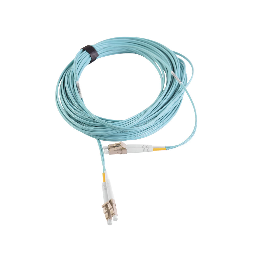 Jumper de Fibra ?ptica Multimodo 50/125 XGLO OM3, LC-LC Duplex, OFNR, Color Aqua, 15 Metros (49.21 Pies)
