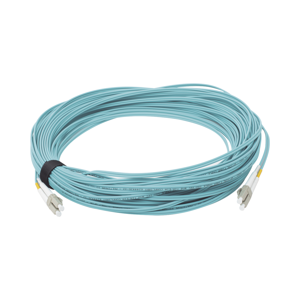 Jumper de Fibra ?ptica Multimodo 50/125 XGLO OM3, LC-LC Duplex, OFNR, Color Aqua, 30 Metros (98.43 Pies)