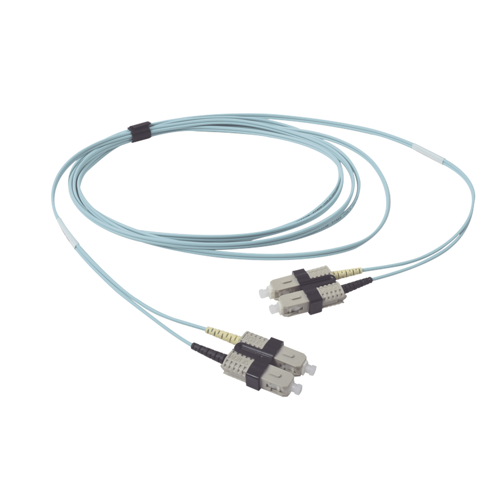 Jumper de Fibra ?ptica Multimodo 50/125 OM3 XGLO, SC-SC Duplex, OFNR, Color Aqua, 2 Metros (6.56 Pies)