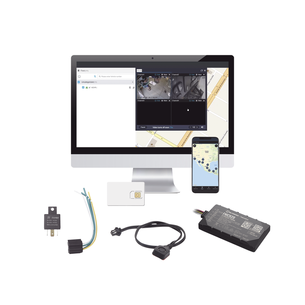 Kit Rastreador Vehicular 4G LTE CAT 1 y 2G/Bluetooth/Anualidad de SIM600MB1Y /Anualidad de EPCOMGPSCODE/ Relevador/boton SOS