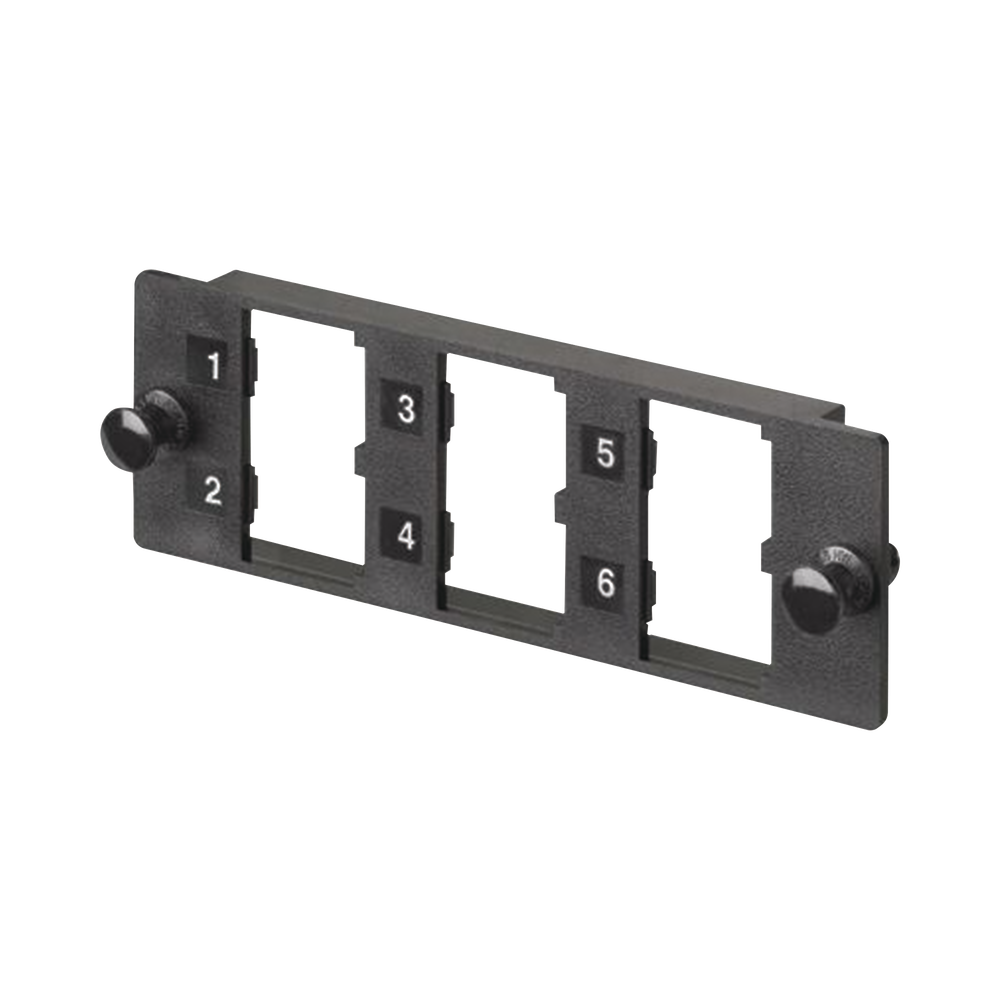 Placa Modular FAP de 6 Puertos Mini-Com, Acepta M?dulos de Fibra ?ptica, Cobre o Audio y Video, Color Negro