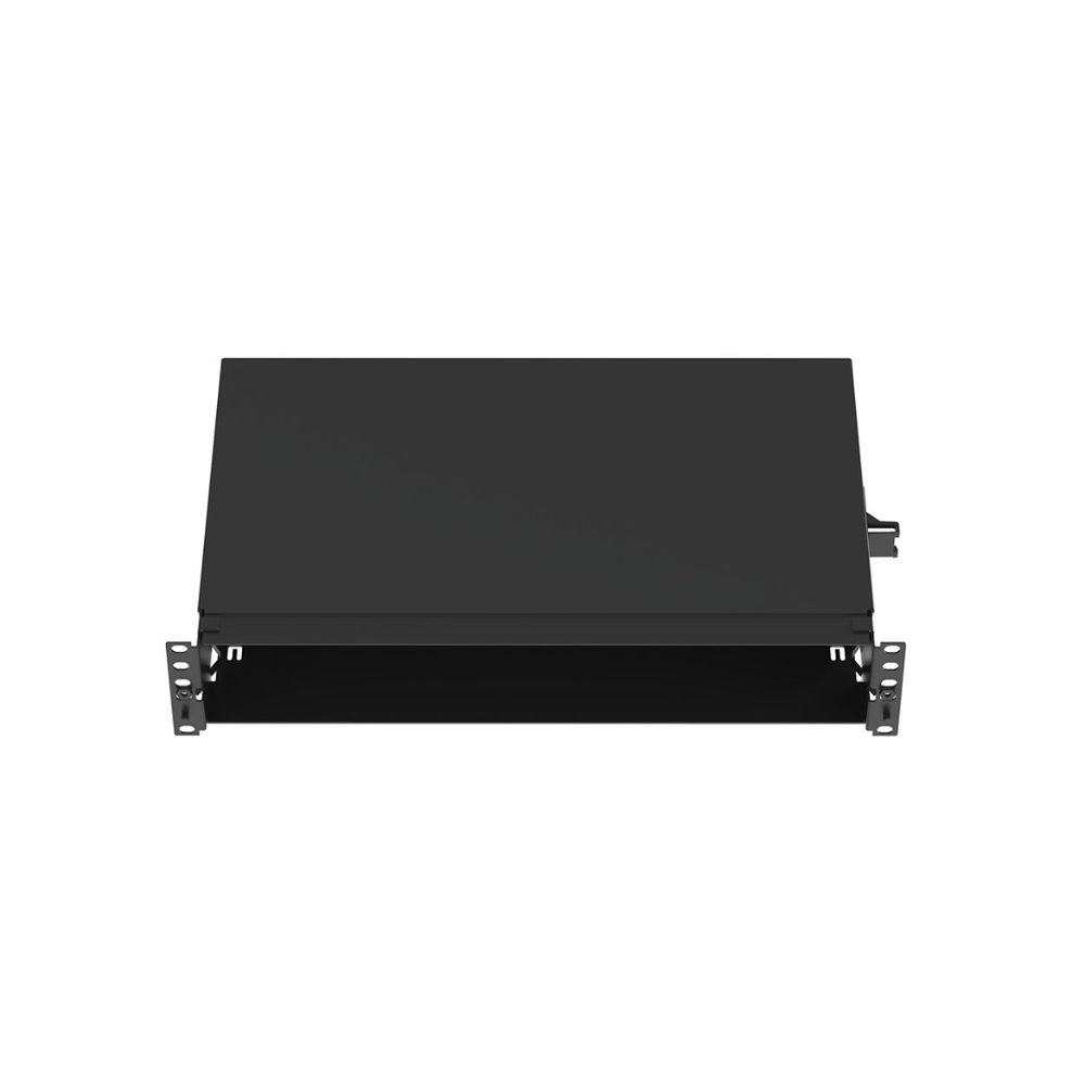 Panel de Distribuci?n de Fibra ?ptica, Acepta 8 Casetes QuickNet o Placas FAP/FMP con Panel CFAPPBL2 (No Incluido), Bandeja Fija, Hasta 192 Fibras, Color Negro, 2UR