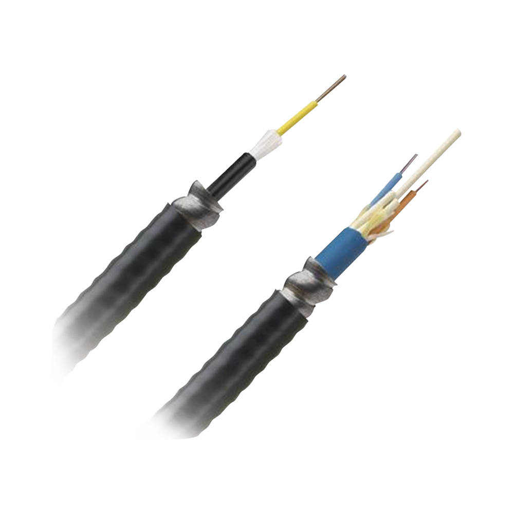 Cable de Fibra ?ptica de 12 Hilos, Multimodo OM4 50/125 Optimizada, Interior/Exterior, Armada, Loose Tube 250um, OFCR (Riser), Precio Por Metro