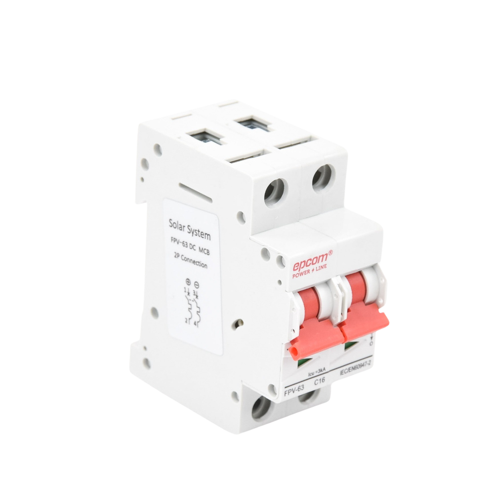 Protección Térmica/ Interruptor 2P, 16A, Corriente Directa 800 Vcc para Aplicación Fotovoltaica Montaje Riel DIN - Image 3