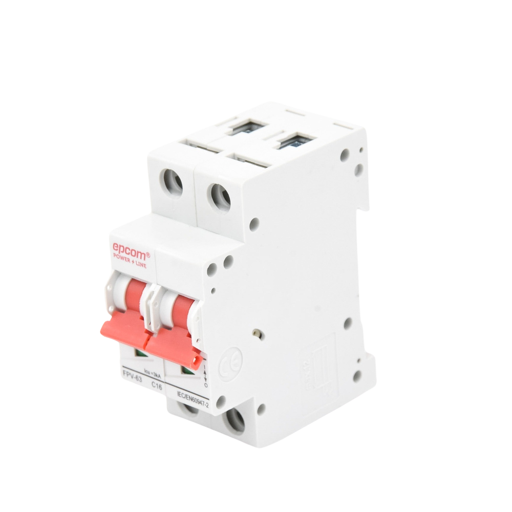 Protección Térmica/ Interruptor 2P, 16A,  Corriente Directa  800 Vcc para Aplicación Fotovoltaica Montaje Riel DIN