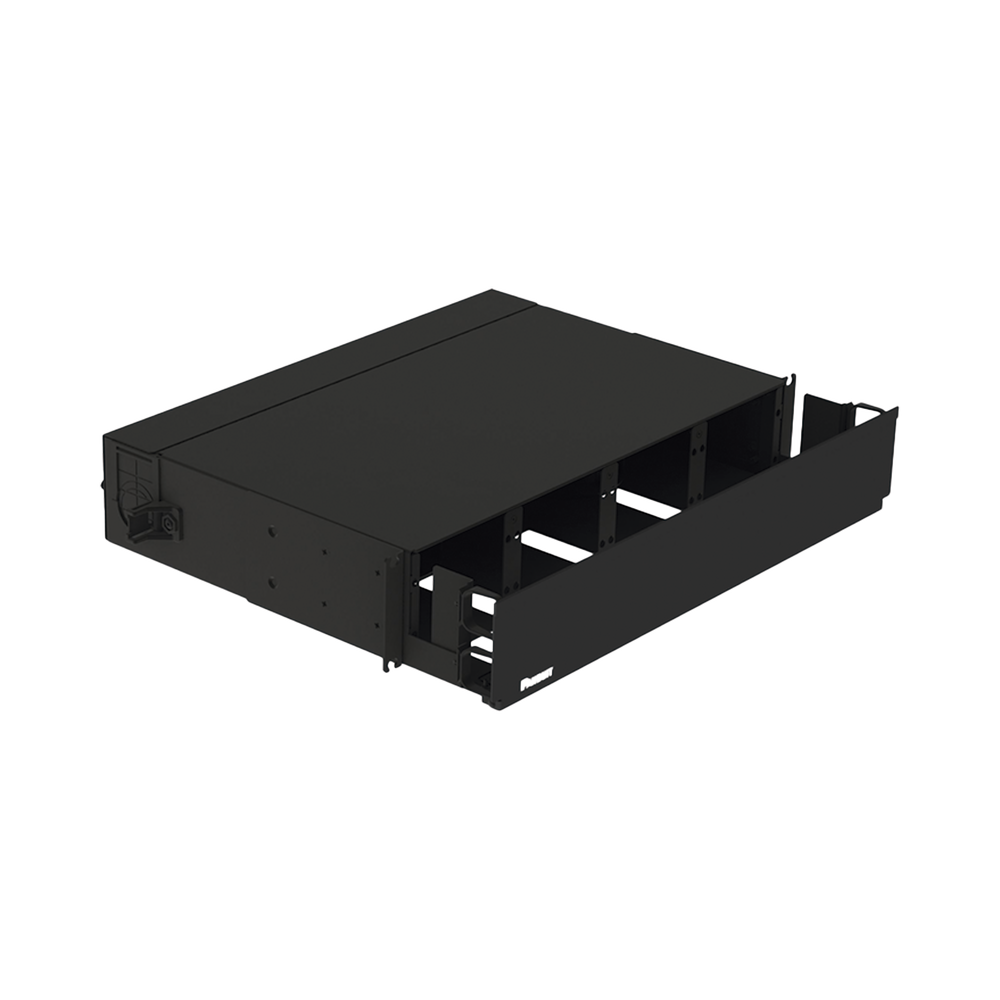 Panel de Distribuci?n de Fibra ?ptica, Acepta 8 Placas FAP o FMP, Bandeja Deslizable, Hasta 192 Fibras, Color Negro, 2 UR - Image 3