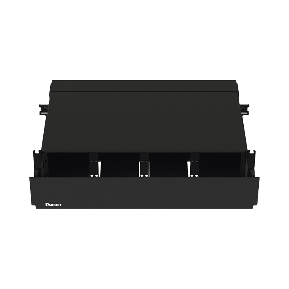 Panel de Distribuci?n de Fibra ?ptica, Acepta 8 Placas FAP o FMP, Bandeja Deslizable, Hasta 192 Fibras, Color Negro, 2 UR