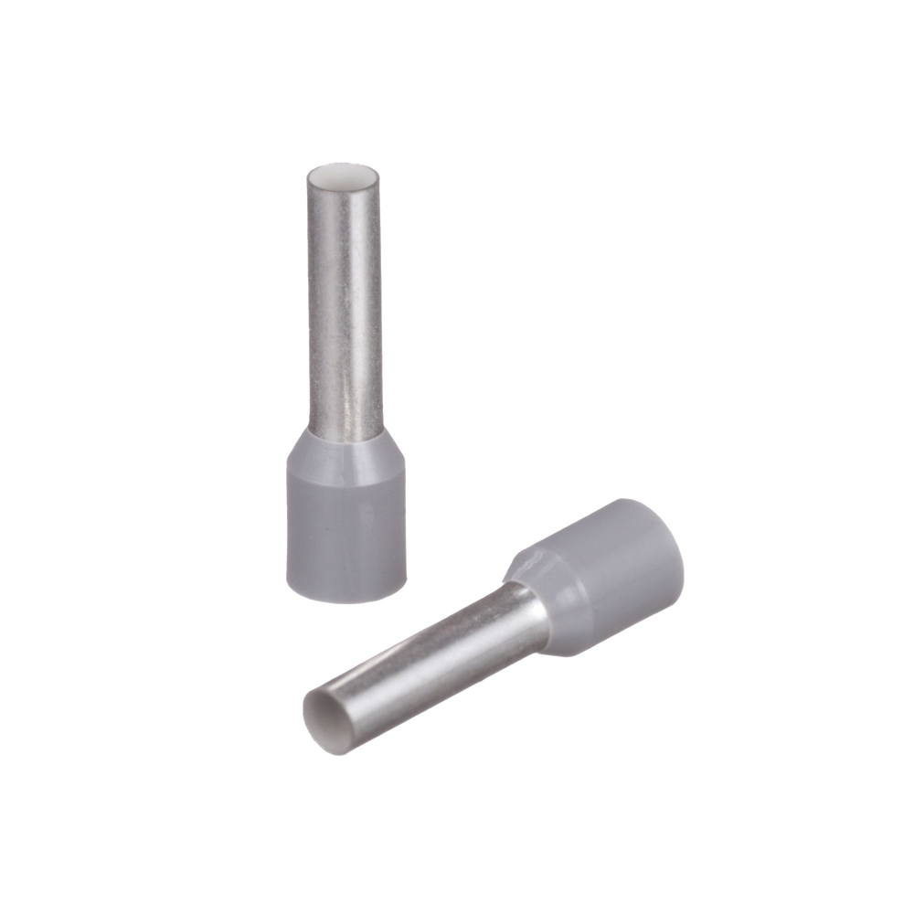 Ferrule Aislado para cabldes 12 AWG, Pin de 12mm de Longitud, Mango Color Gris, Paquete 100Pz