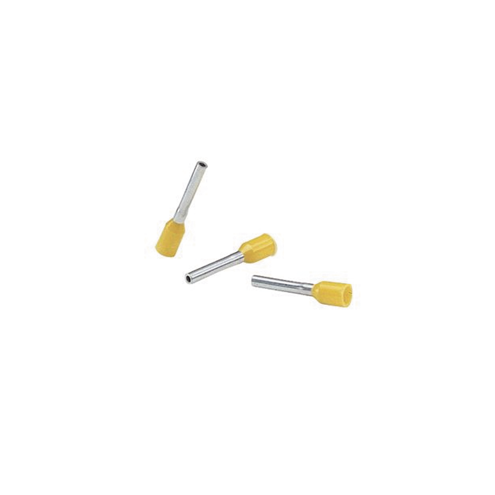 Ferrúl de cobre DIN Amarillo para Cable 10 AWG con largo 12 mm. Paquete de 100 Piezas - Image 2