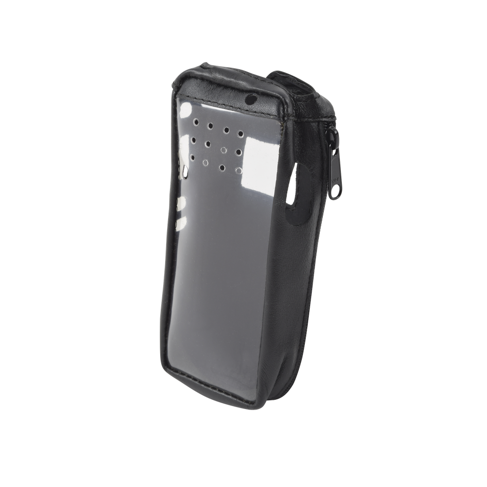 Funda Reforzada de Piel, Lazo para Cinto, Ventana Plástica y Cierre Lateral / IC-F3161DS, IC-F4161DS.