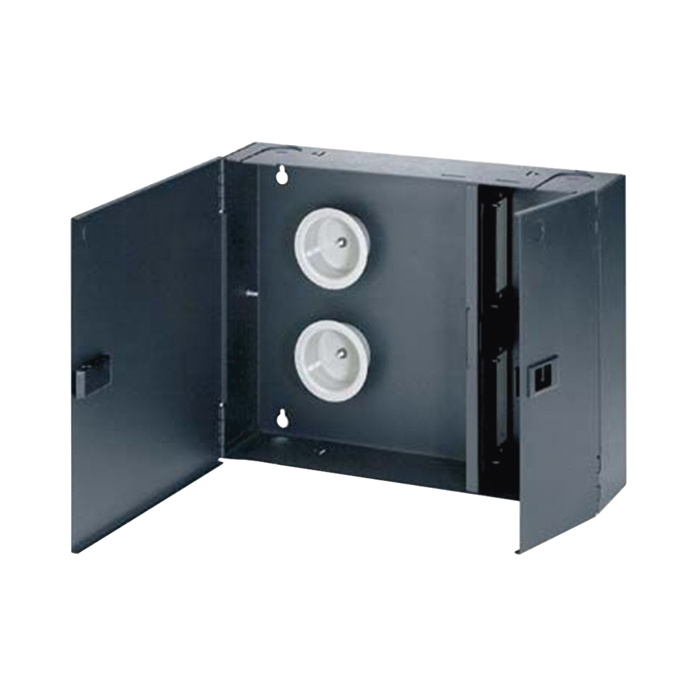 Caja de Conexi?n de Fibra ?ptica, Para Montaje en Pared, Acepta 4 Placas Acopladoras FAP o FMP, Hasta 96 Fibras, Color Negro