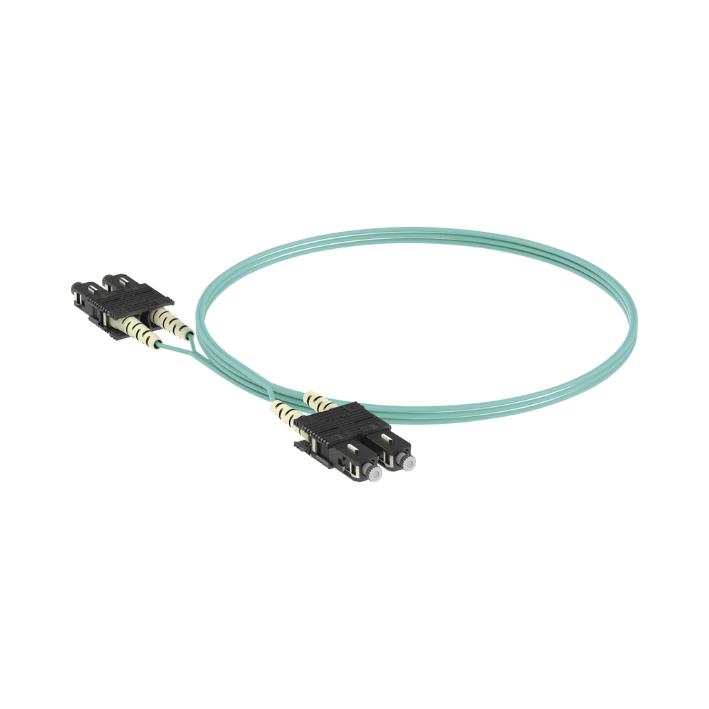 Jumper de Fibra Optica Multimodo 50/125 OM3, SC-SC Duplex, OFNR (Riser), Color Aqua, 3 Metros (9.84 Pies)