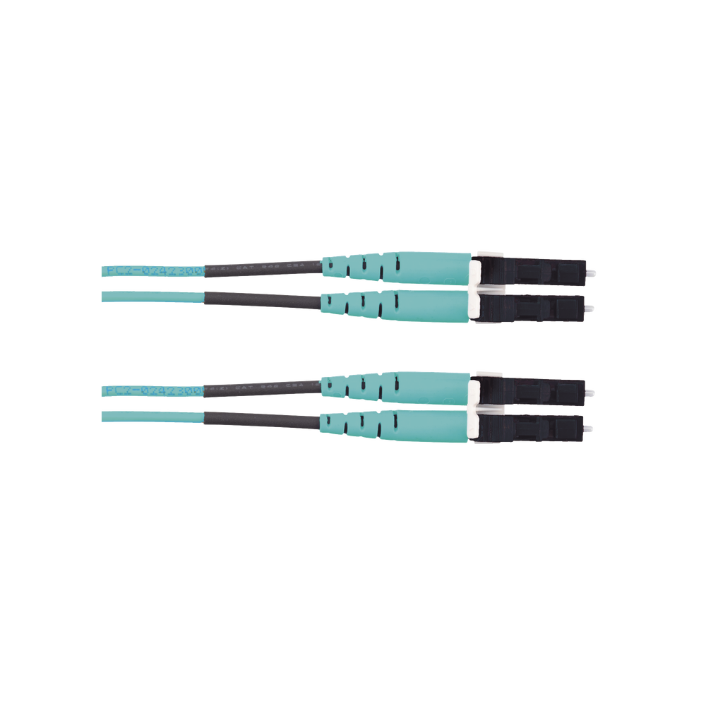 Jumper de Fibra Optica Multimodo 50/125 OM3, LC-LC Duplex, LSZH (Cero Hal?genos), Color Aqua, 10 Metros (32.81 Pies) - Image 2