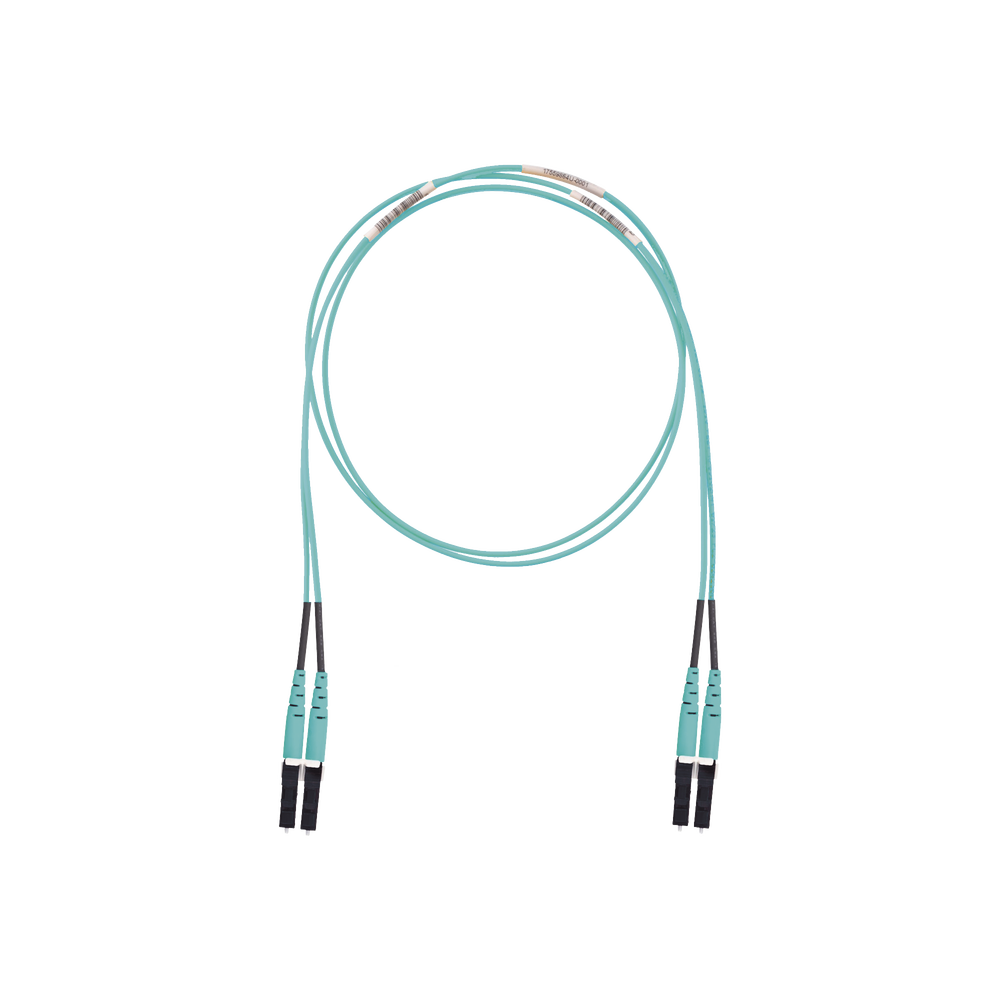 Jumper de Fibra Optica Multimodo 50/125 OM3, LC-LC Duplex, LSZH (Cero Hal?genos), Color Aqua, 10 Metros (32.81 Pies)