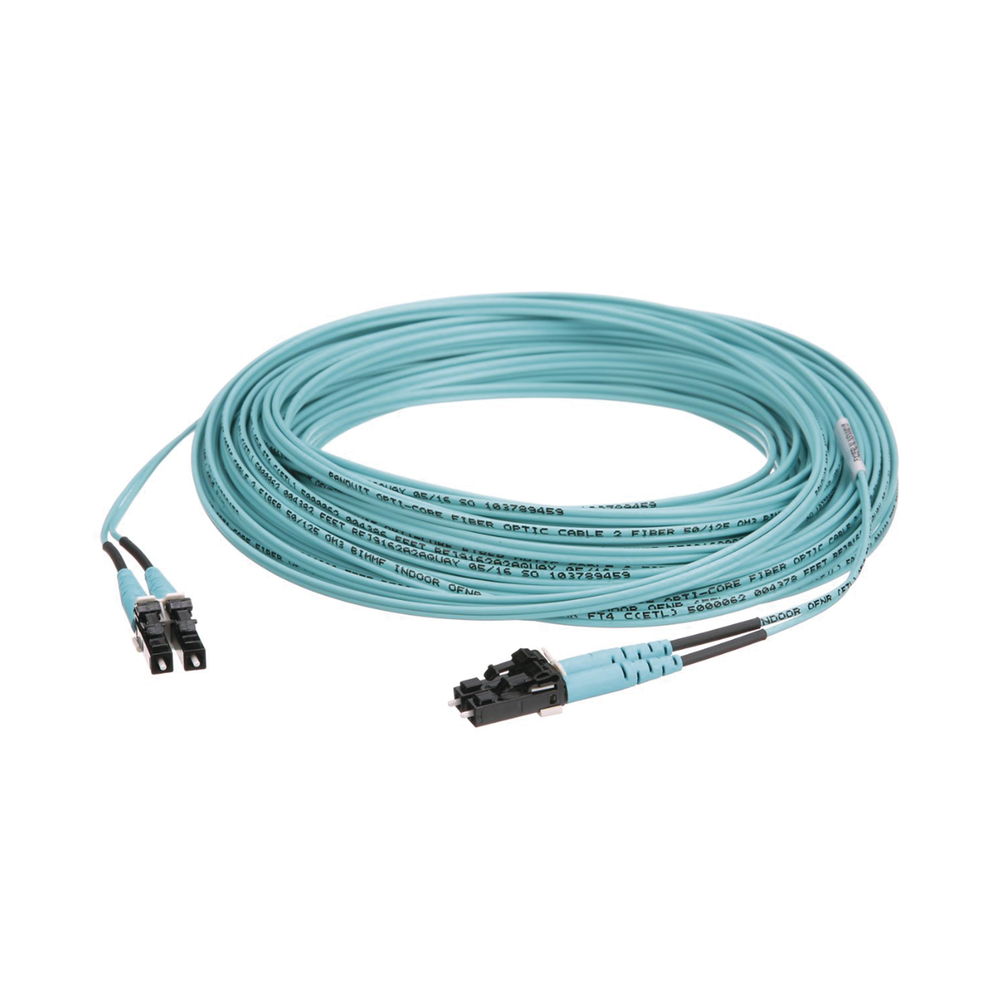Jumper de Fibra Optica Multimodo 50/125 OM3, LC-LC Duplex, OFNR (Riser), Color Aqua, 15 Metros (49.21 Pies) - Image 3