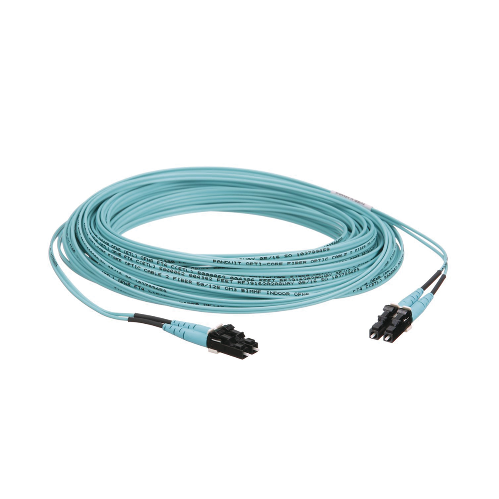 Jumper de Fibra Optica Multimodo 50/125 OM3, LC-LC Duplex, OFNR (Riser), Color Aqua, 15 Metros (49.21 Pies) - Image 2