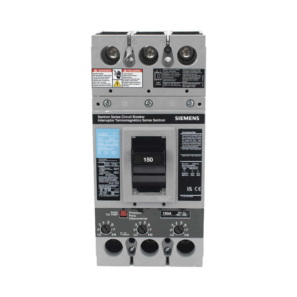 Interruptor Termomagnético 600V 3X150A, Con zapatas principales. - Image 2