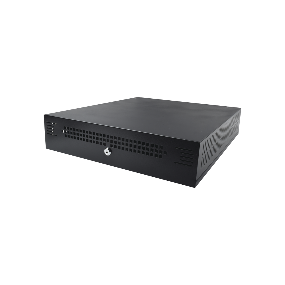 Gabinete Metálico de Seguridad para DVR/NVR. Tamaño Max. de DVR/NVR: 445 x 88 x 400 mm (An. x Al. x Prof.)