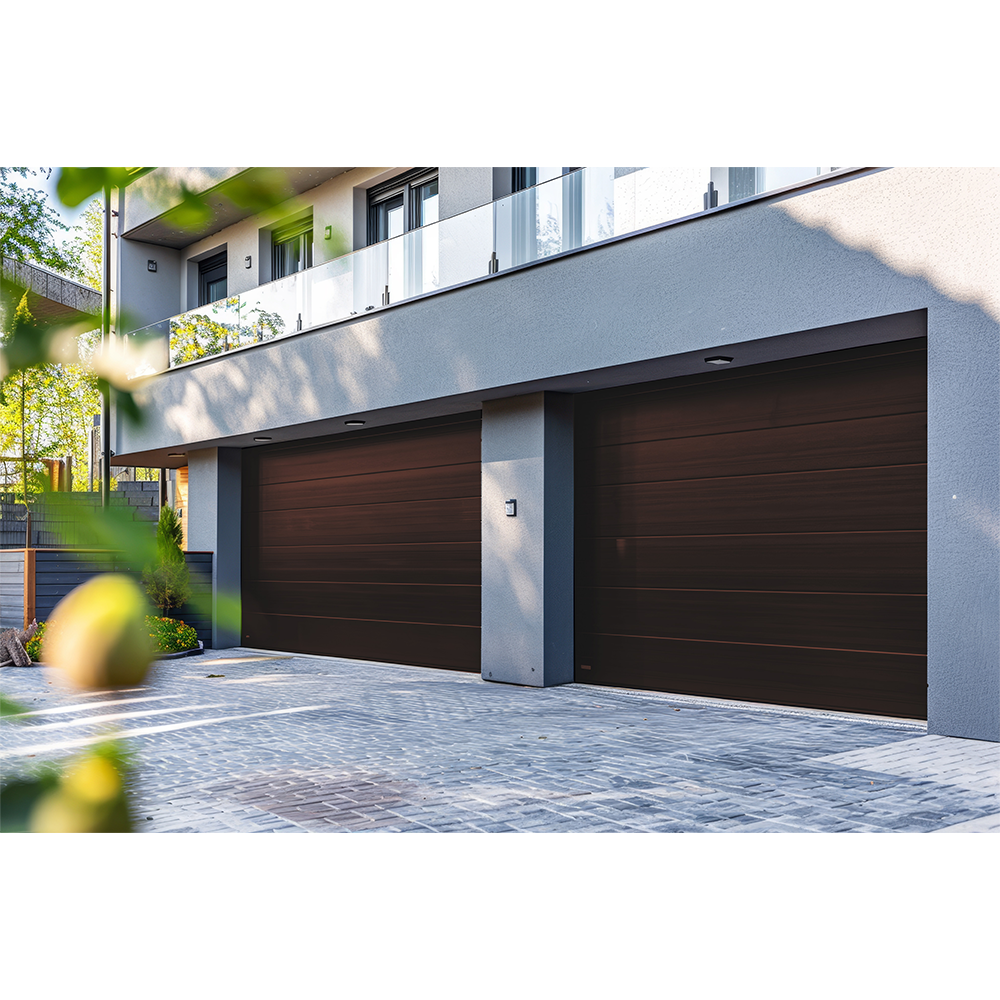 Puerta de Garage D / Alta calidad / 14x7 pies / 1 3/4" Aislante Termico / Estilo Americana / Imitacion Madera / BLACK WALNUT .