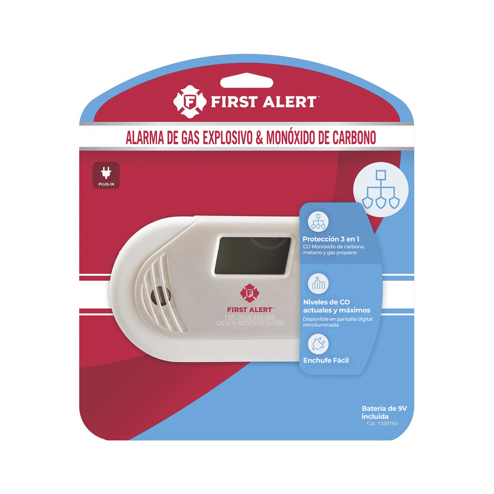 Detector Combo de Combinación de Gases Explosivos: Metano (GN), Propano (LP) y Monóxido de Carbono (CO), Con Pantalla Digital Retroiluminada, 120 Vca y Batería de Respaldo - Image 6