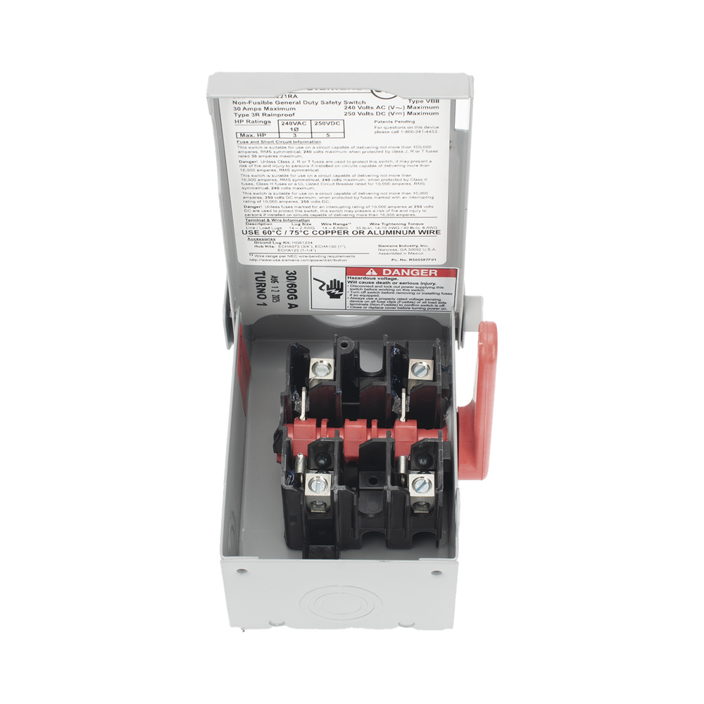 Interruptor de seguridad cerrado de doble ruptura. Interruptor de serie A, 2 polos, 2 hilos sin fusible, uso general. Nema 3R - Image 5