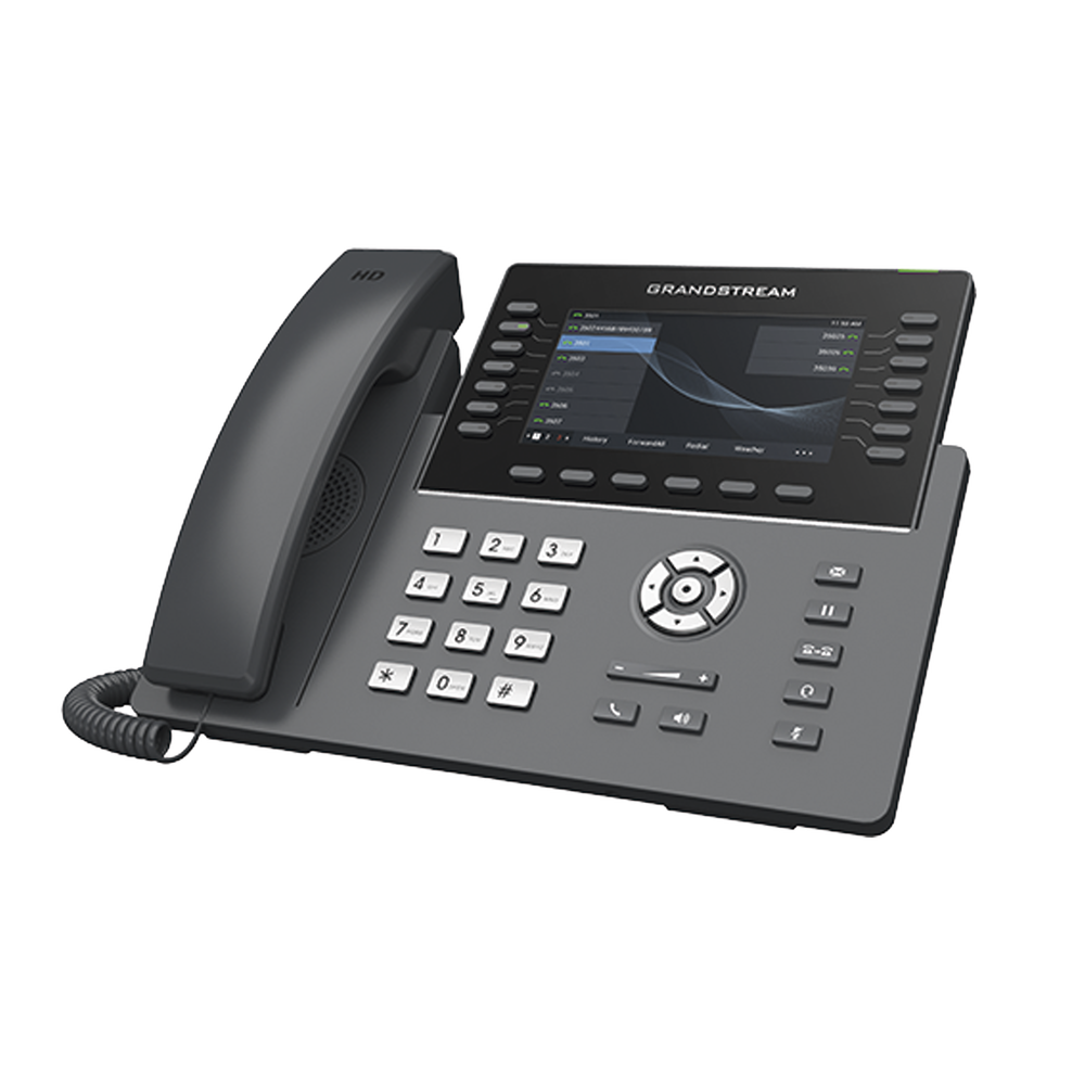 Teléfono IP Wi-Fi, Grado Operador, 14 líneas SIP con 6 cuentas, pantalla LCD 5", puertos Gigabit, Bluetooth, PoE, codec Opus, IPV4/IPV6 con gestión en la nube GDMS