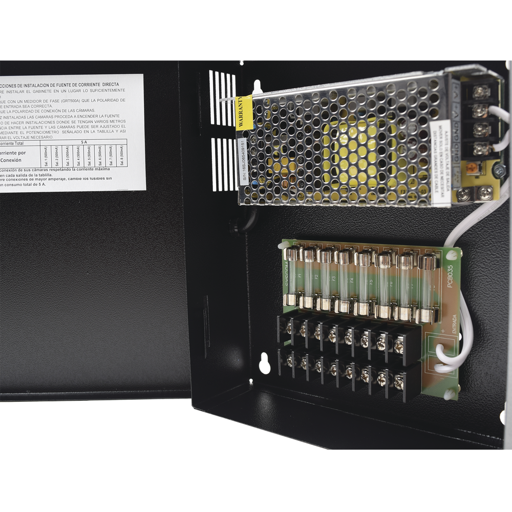 Fuente de poder profesional CCTV de 12-13.2Vdc @5A, 8 cámaras, Volt. de entrada: 100-240 Vca (Fusibles Administrables) - Image 4