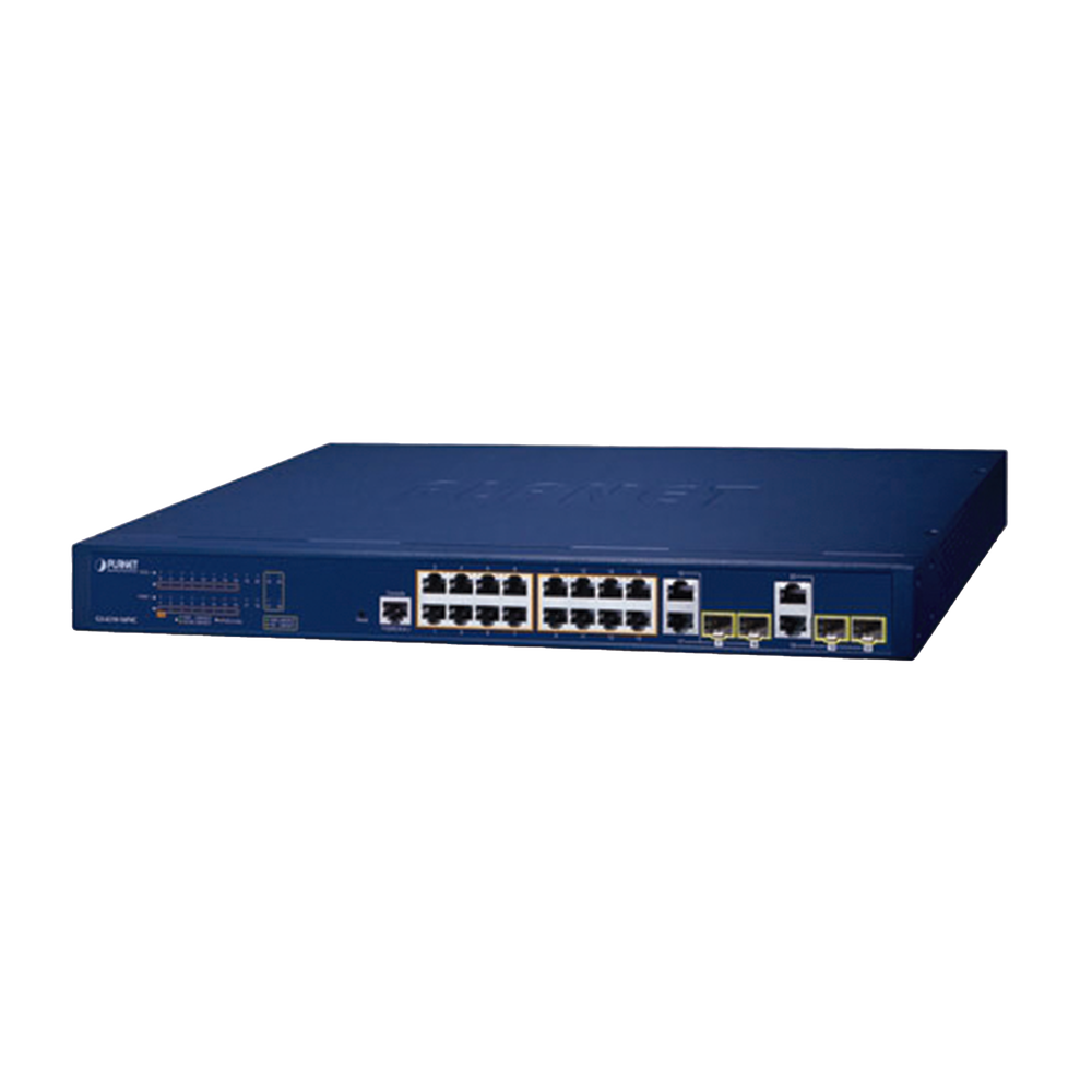 Switch Administrable PoE Capa 2 de 16 Puertos 10/100/1000 Mbps 802.3af/at, 4 Puertos SFP Gigabit, Hasta 240 W