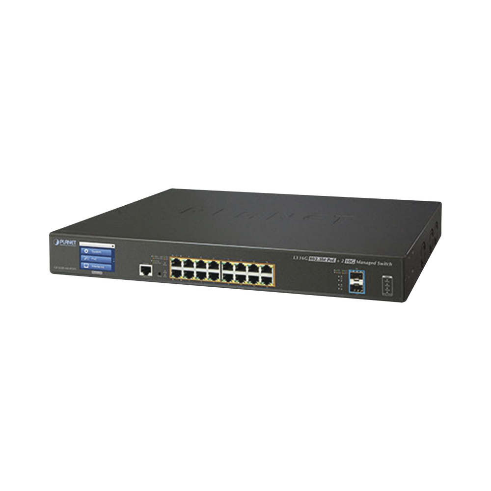 Switch Administrable Capa 3, 16 Puertos Gigabit con PoE 802.3bt, 2 Puertos 10 G SFP+, Pantalla Táctil (400 W)