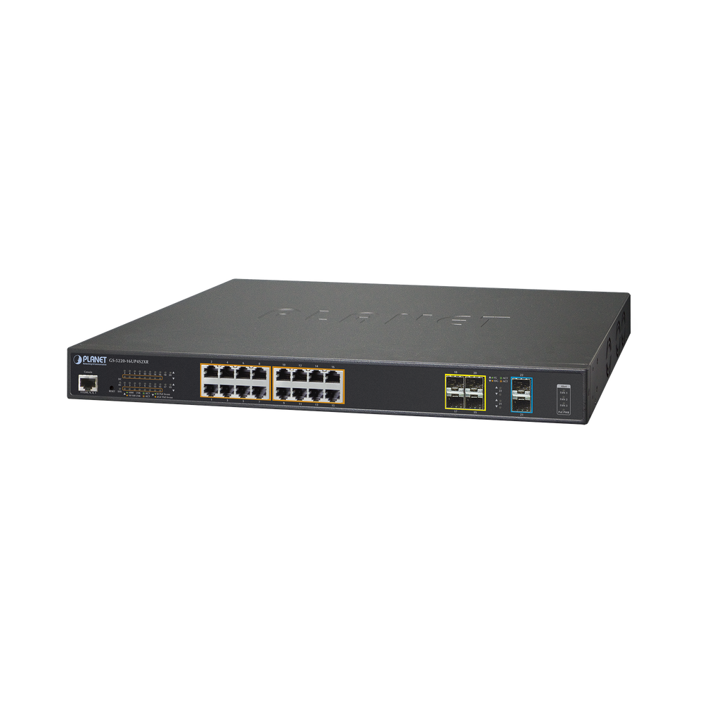 Switch Adminsitrable L2+, 16 puertos Ultra PoE 802.3bt, 4 puertos SFP, 2 puertos SFP+