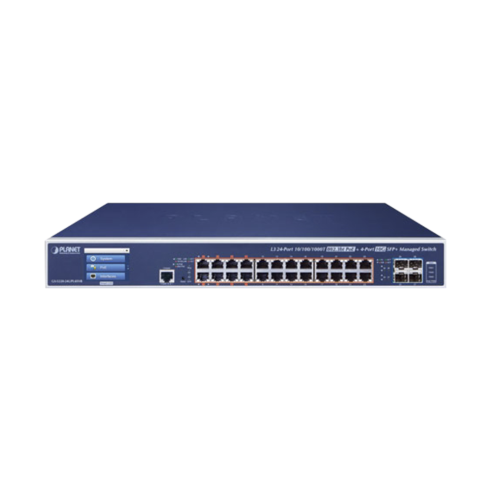 Switch Administrable Capa 3, 24 Puertos Gigabit 802.3bt, Hasta 600 W, 4 Puertos 10 G SFP+, Con Pantalla Táctil para Configuración Básica - Image 2