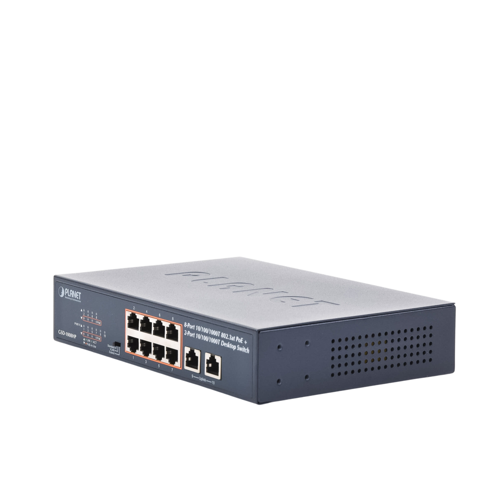 Switch de Escritorio No Administrable / 8 Puertos 10/100/1000T PoE+ 802.3at / 2 Puertos Uplink 10/100/1000T / Presupuesto PoE 120 Watts / Modos Estándar, VLAN y Extend / Distancia Extendida 250 mts / Rackeable - Image 3