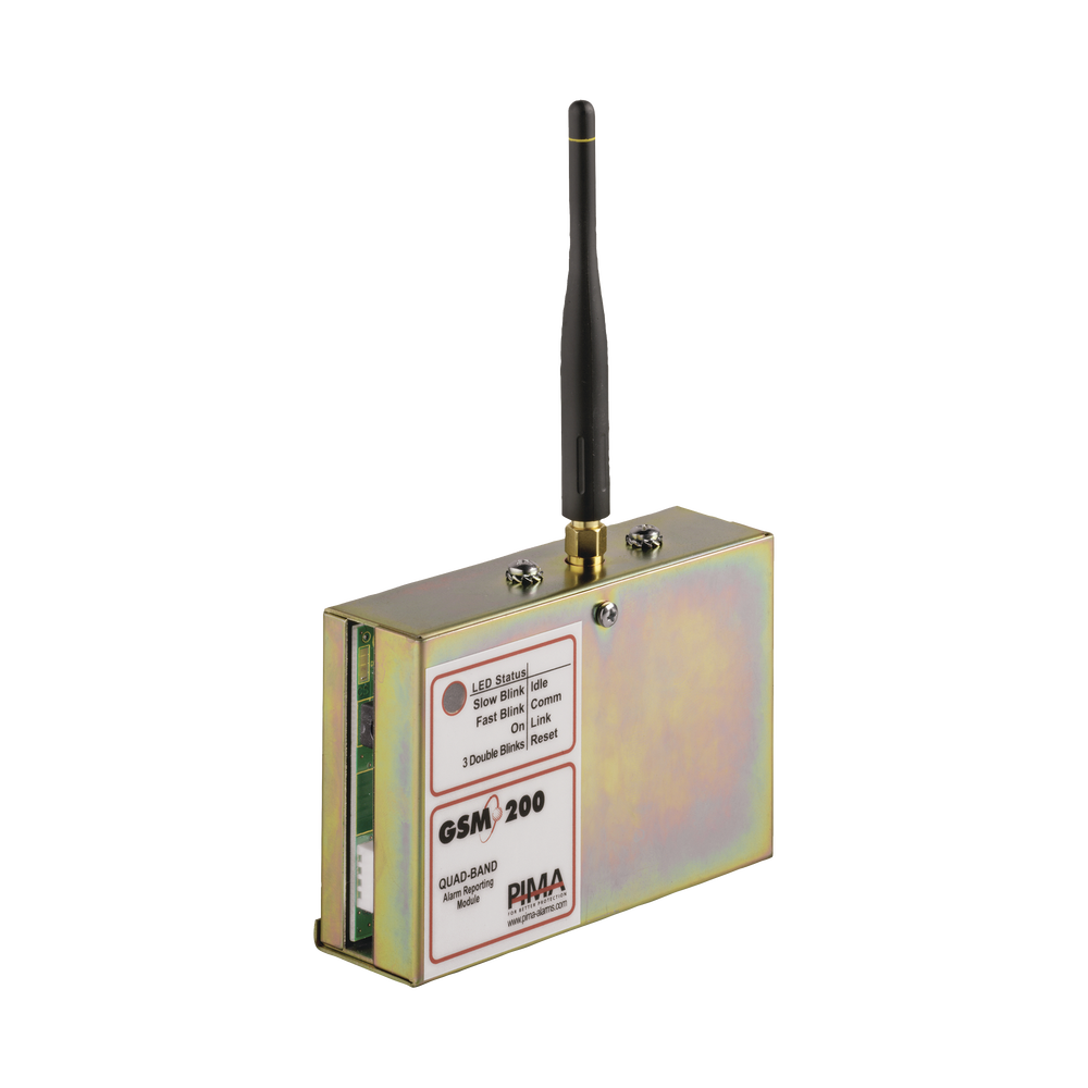 Comunicador GSM/GPRS para paneles PIMA. Permite envío de SMS, Llamadas o Datos. Compatible con la central SENTRY de PIMA