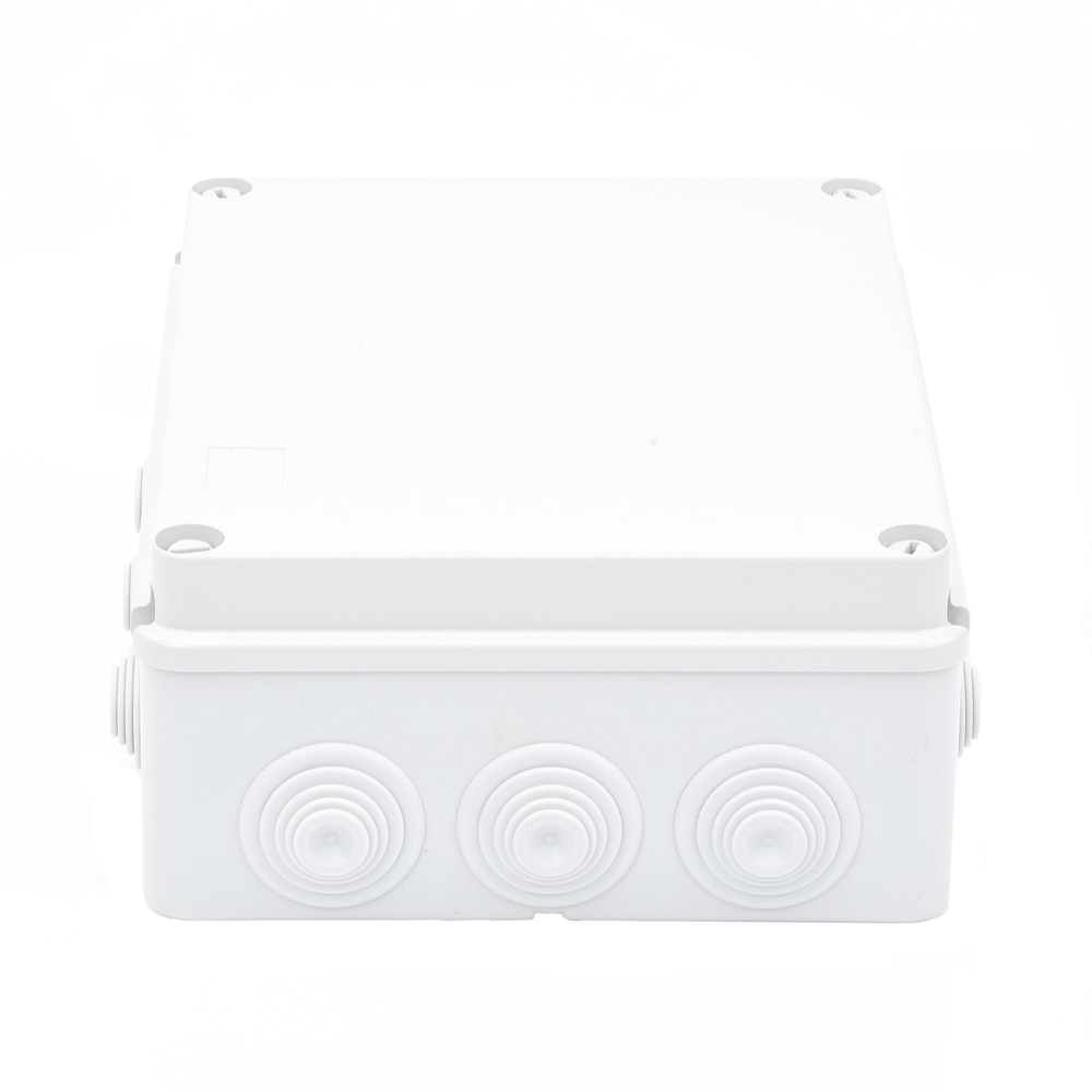 Caja Estanca de PVC Para Derivación y Conexión, 12 Entradas, Tapa Atornillada, 240x190x90 mm (Área interna), Uso Exterior IP55, Material que no Propaga el Fuego y Libre de Hálogenos