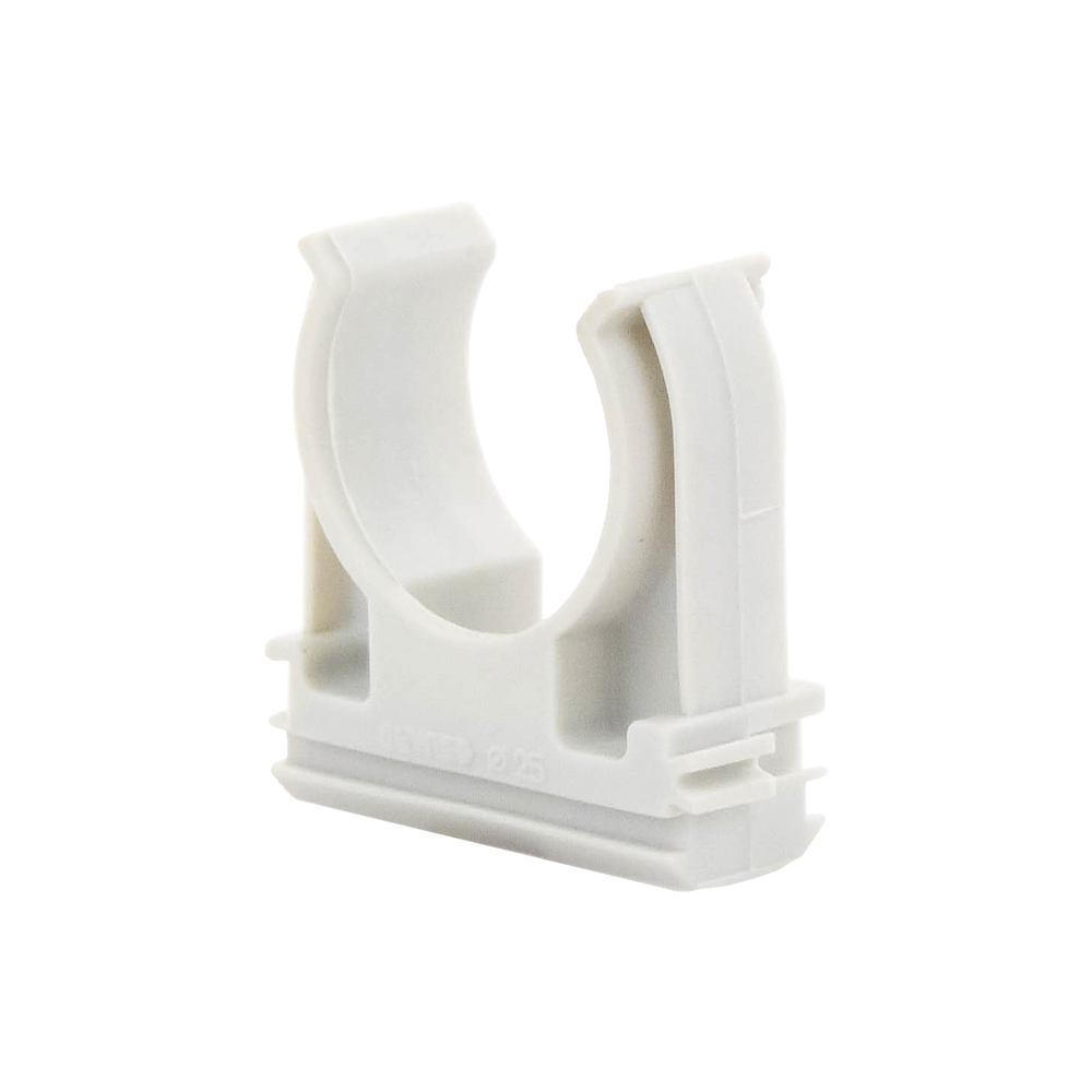 Soporte de presión (Abrazadera), PVC Auto-extinguible, abierto para tubería de 25 mm - Image 2