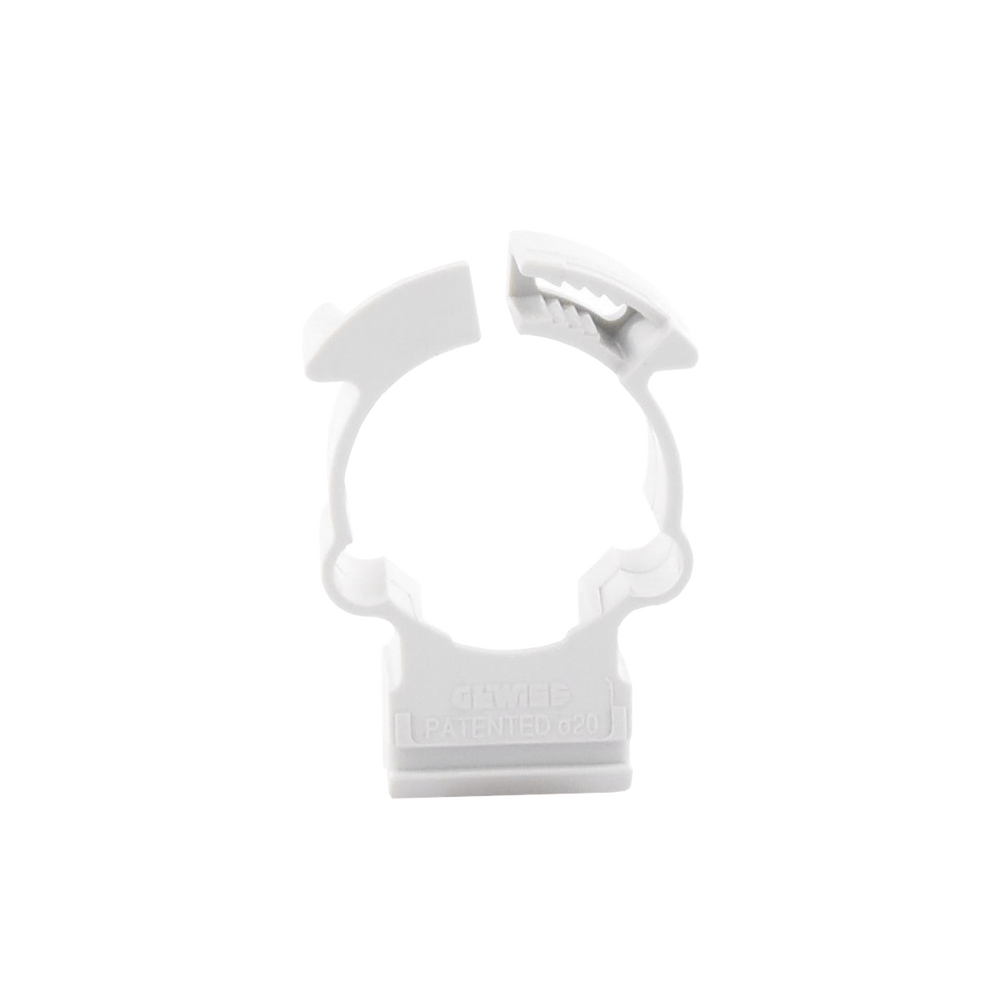 Soporte de collar (Abrazadera), PVC Auto-extinguible, cerrado para tubería de 20 mm