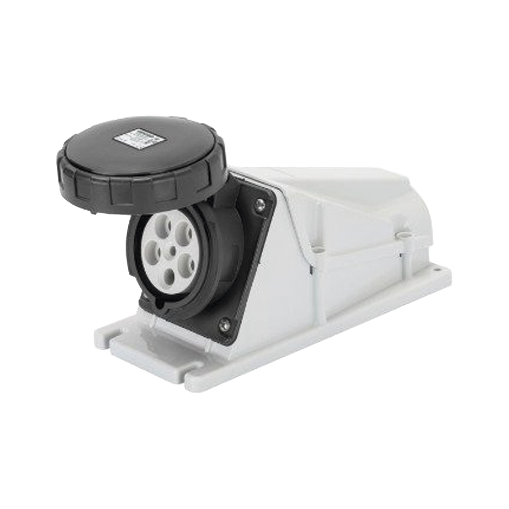 BASE DE SUPERFICIE ANGULADA 90° - IP67 - 3P+N+T 125A 480-500V 50/60HZ - NEGRO - 7H - CABLEADO A TORNILLO
