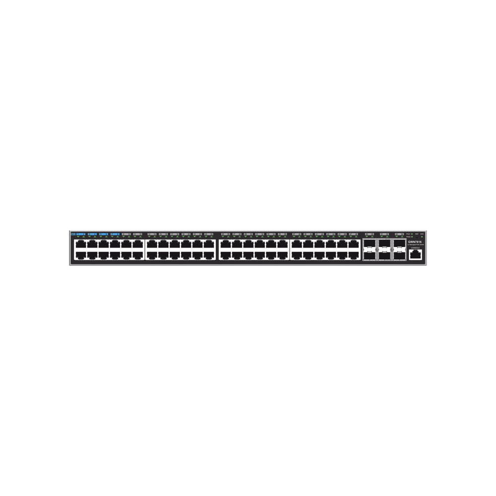 Switch Capa 3 Administrable / 48 puertos 10/100/1000 Mbps + 6 Puertos SFP+ de 10 Gigabits / Compatible con GWN Cloud.
