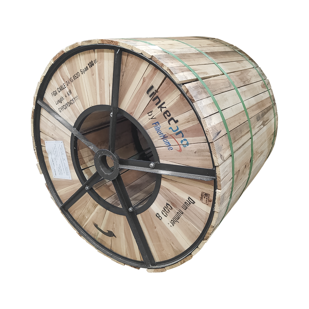 Carrete de 4 km de Fibra ?ptica A?rea Figura 8 G.652D, Monomodo de 24 Hilos, Exterior, Span 100, Loose Tube